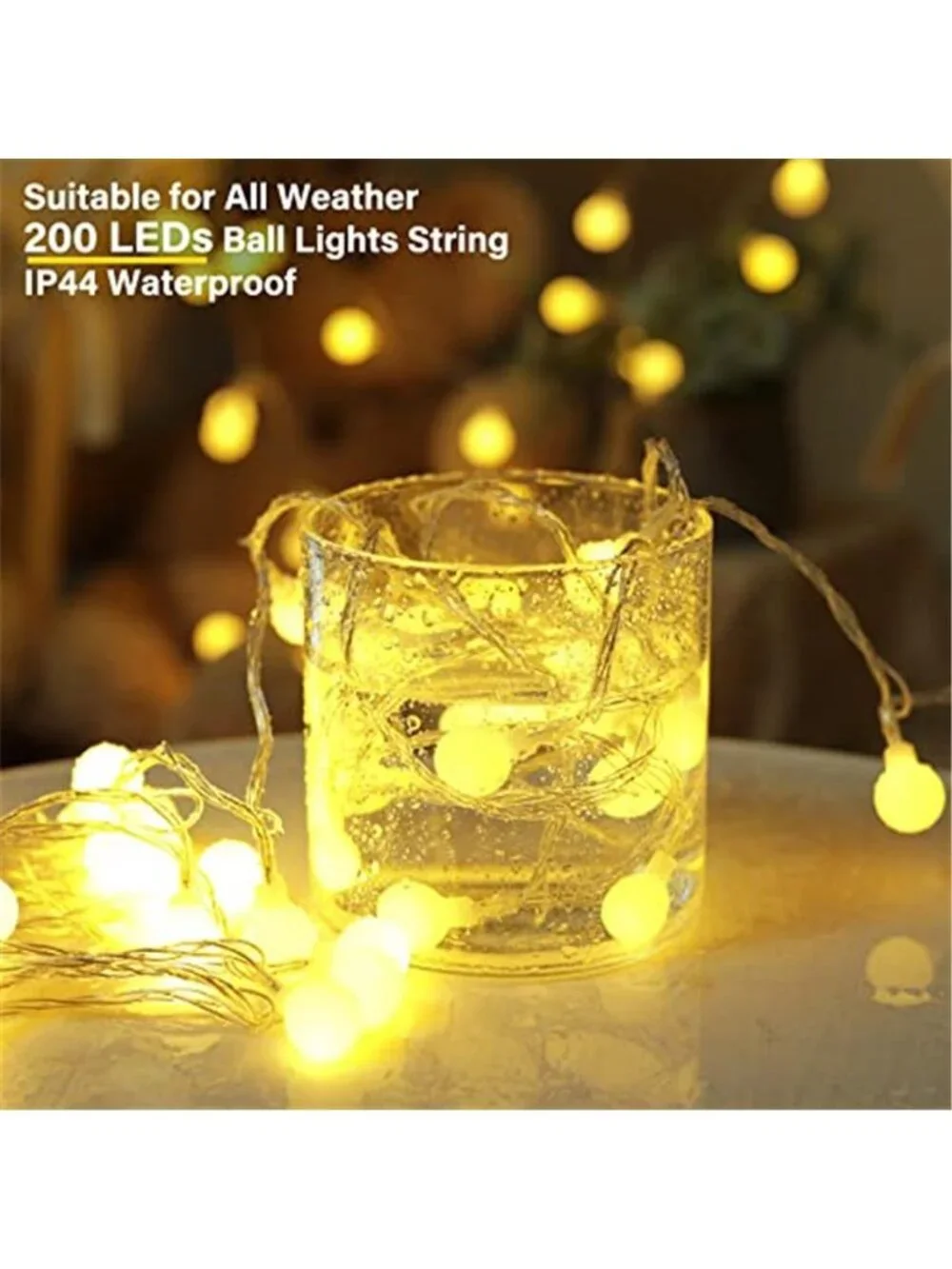 Mini Globe String Lights, 66 Ft. 200 LED Fairy String Lights Plug in, 8 Modes